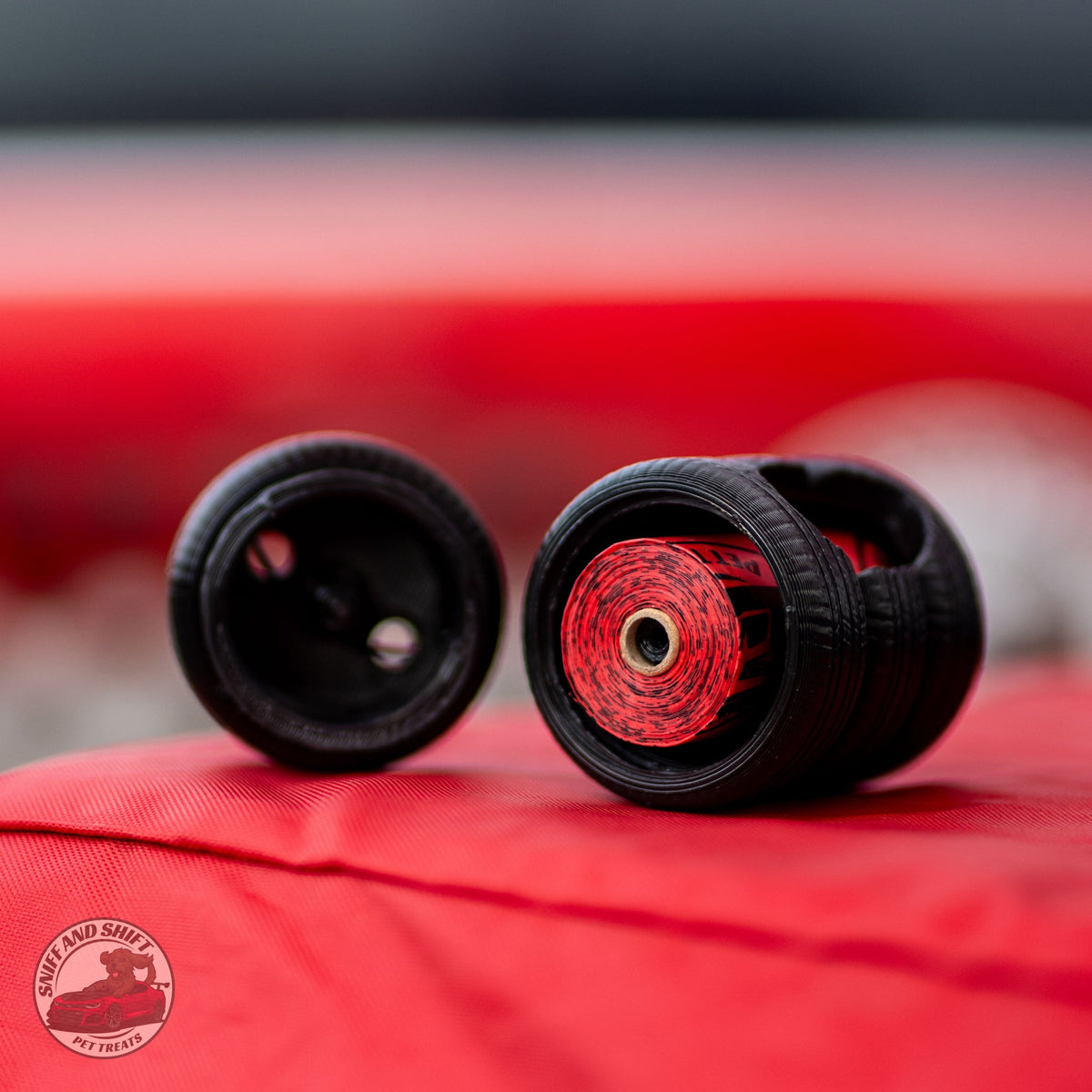 Tire Stack Poop Bag Holder: Refillable Leash Dispenser with Strawberry-Scented Bags