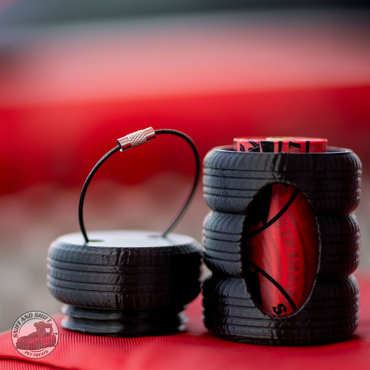Tire Stack Poop Bag Holder: Refillable Leash Dispenser with Strawberry-Scented Bags
